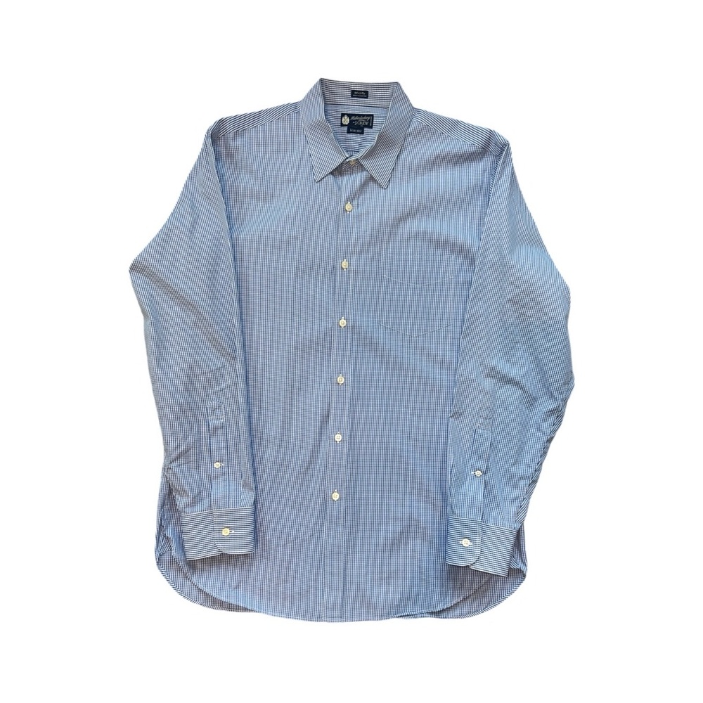 J Crew Haberdashery 80’s 2-Ply Denim Blue Gingham Plaid Size Large 16-16 1/2